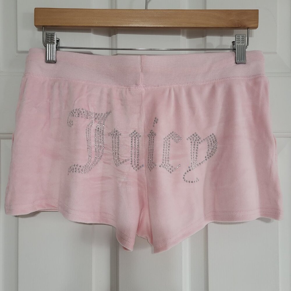 Juicy Couture Sleepwear Pink Velour Bling Rhinestone Embellished Lounge Shorts